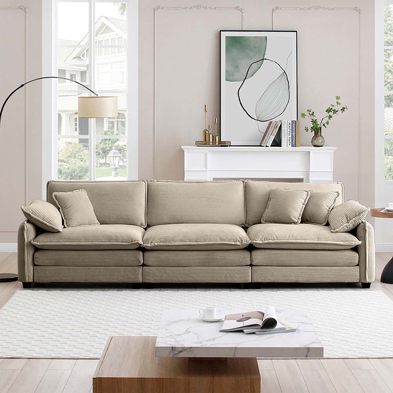 Bellemave® 115.34" Modern 3 - Seater Sectional Sofa with 2 Arm Pillows and 3 Throw Pillows - Bellemave