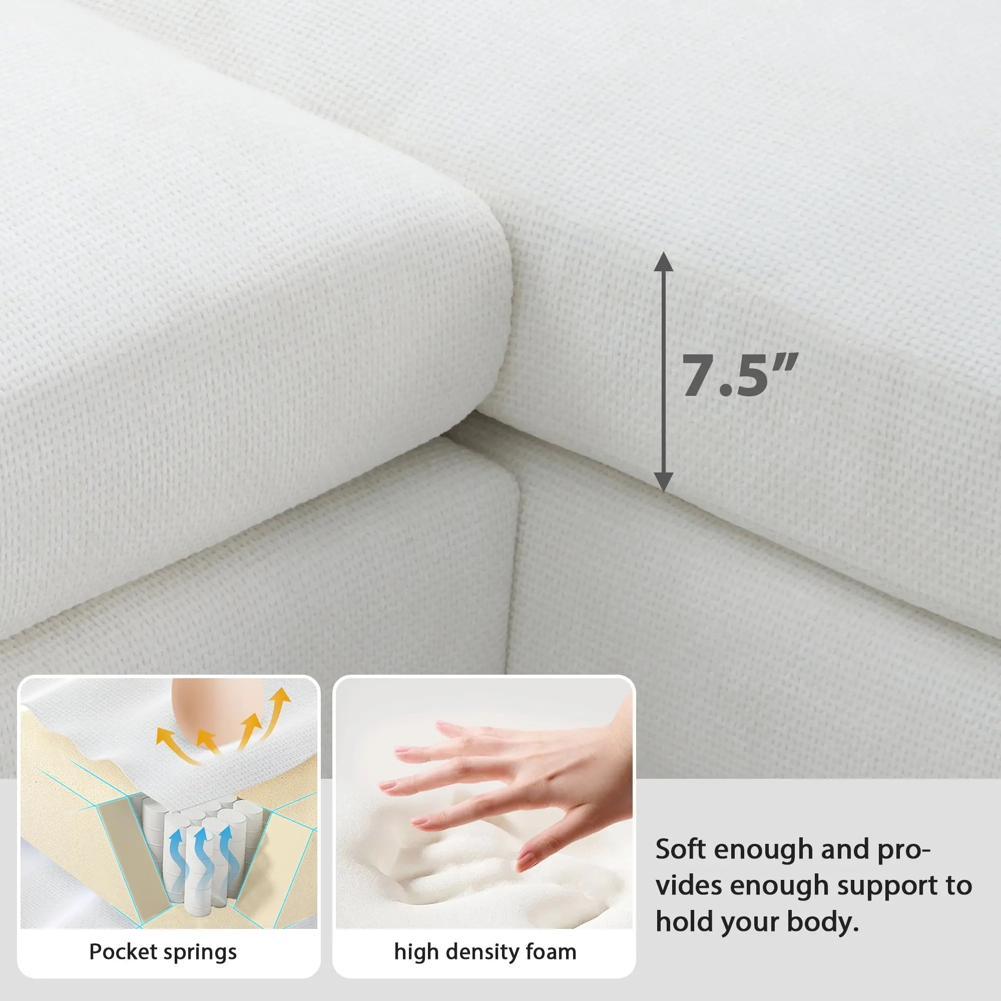 Bellemave® 119" L - Shaped Modern Chenille Oversized Sectional Sofa with 2 Free pillows - Bellemave