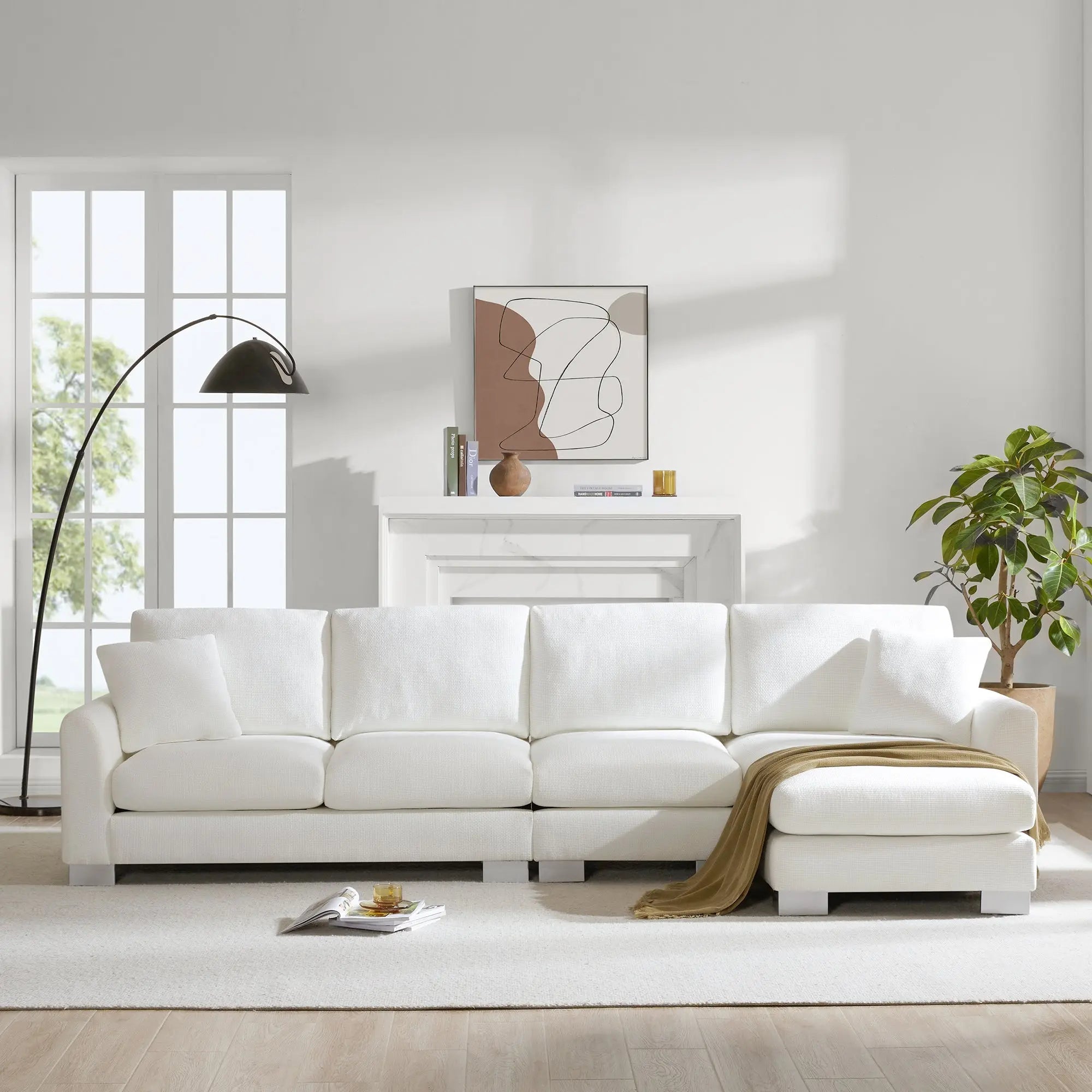 Bellemave® 119" L - Shaped Modern Chenille Oversized Sectional Sofa with 2 Free pillows - Bellemave