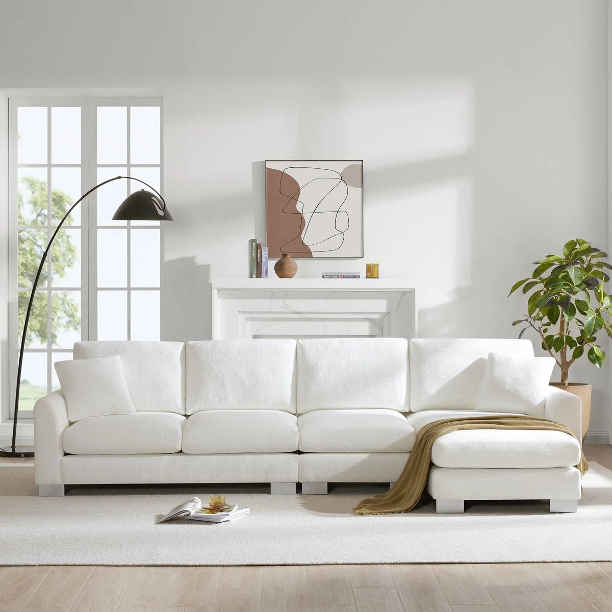Bellemave® 119" L - Shaped Modern Chenille Oversized Sectional Sofa with 2 Free pillows - Bellemave