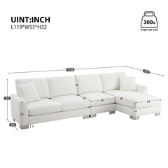 Bellemave® 119" L - Shaped Modern Chenille Oversized Sectional Sofa with 2 Free pillows - Bellemave
