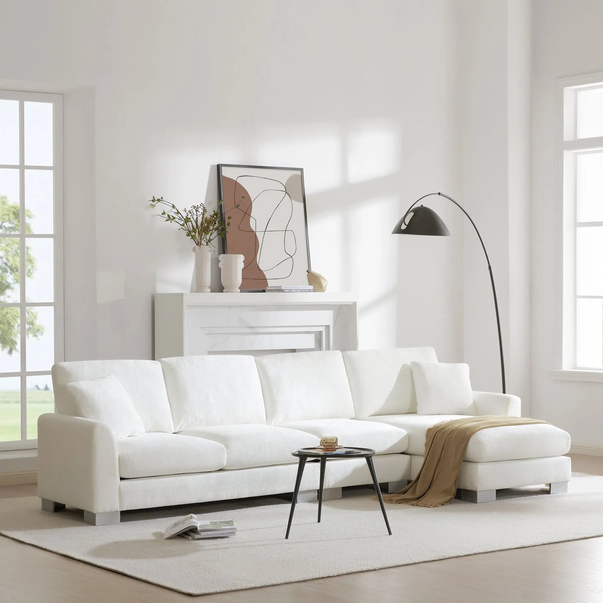 Bellemave® 119" L - Shaped Modern Chenille Oversized Sectional Sofa with 2 Free pillows - Bellemave