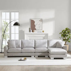 Bellemave® 119" L - Shaped Modern Chenille Oversized Sectional Sofa with 2 Free pillows - Bellemave
