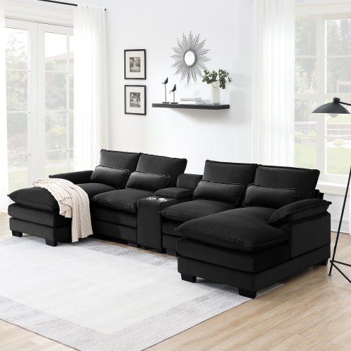 Bellemave® 123" Modern U - shaped Sofa with Console,Cupholders and USB Ports - Bellemave
