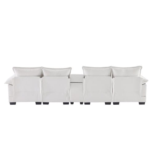 Bellemave® 123" Modern U - shaped Sofa with Console,Cupholders and USB Ports - Bellemave