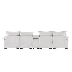 Bellemave® 123" Modern U - shaped Sofa with Console,Cupholders and USB Ports - Bellemave