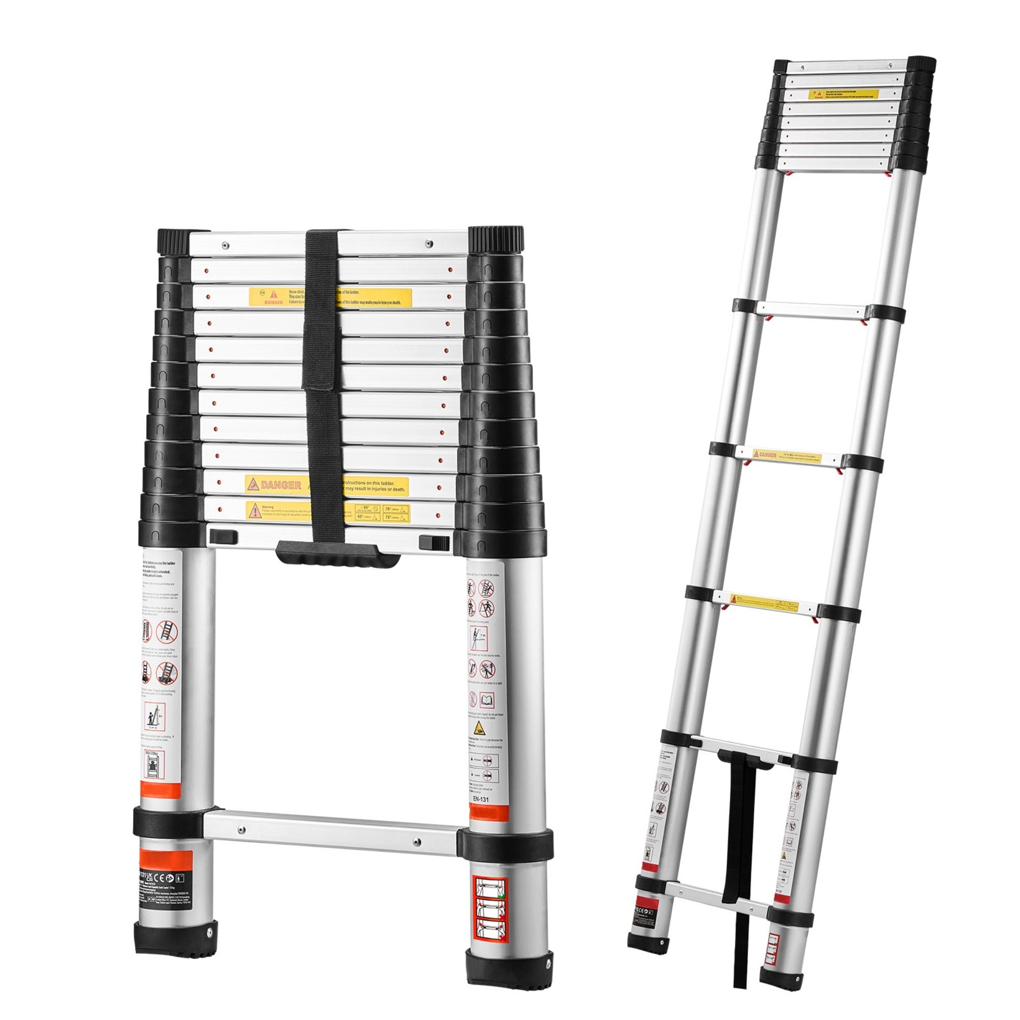 Bellemave® 12.5ft Telescoping Ladder, Aluminum Lightweight Multi - Purpose Collapsible Extension, One - Touch Retraction Ladder, for Home, Outdoor Work & Loft - Bellemave