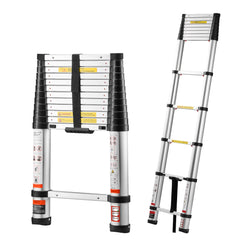 Bellemave® 12.5ft Telescoping Ladder, Aluminum Lightweight Multi - Purpose Collapsible Extension, One - Touch Retraction Ladder, for Home, Outdoor Work & Loft - Bellemave