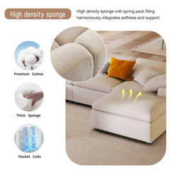 Bellemave® 129.3" Oversized Modular Sectional Sofa with Ottoman L Shaped Corner Sectional - Bellemave