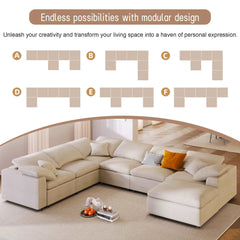 Bellemave® 129.3" Oversized Modular Sectional Sofa with Ottoman L Shaped Corner Sectional - Bellemave