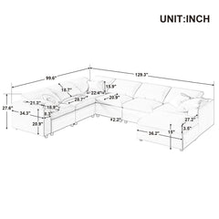 Bellemave® 129.3" Oversized Modular Sectional Sofa with Ottoman L Shaped Corner Sectional - Bellemave