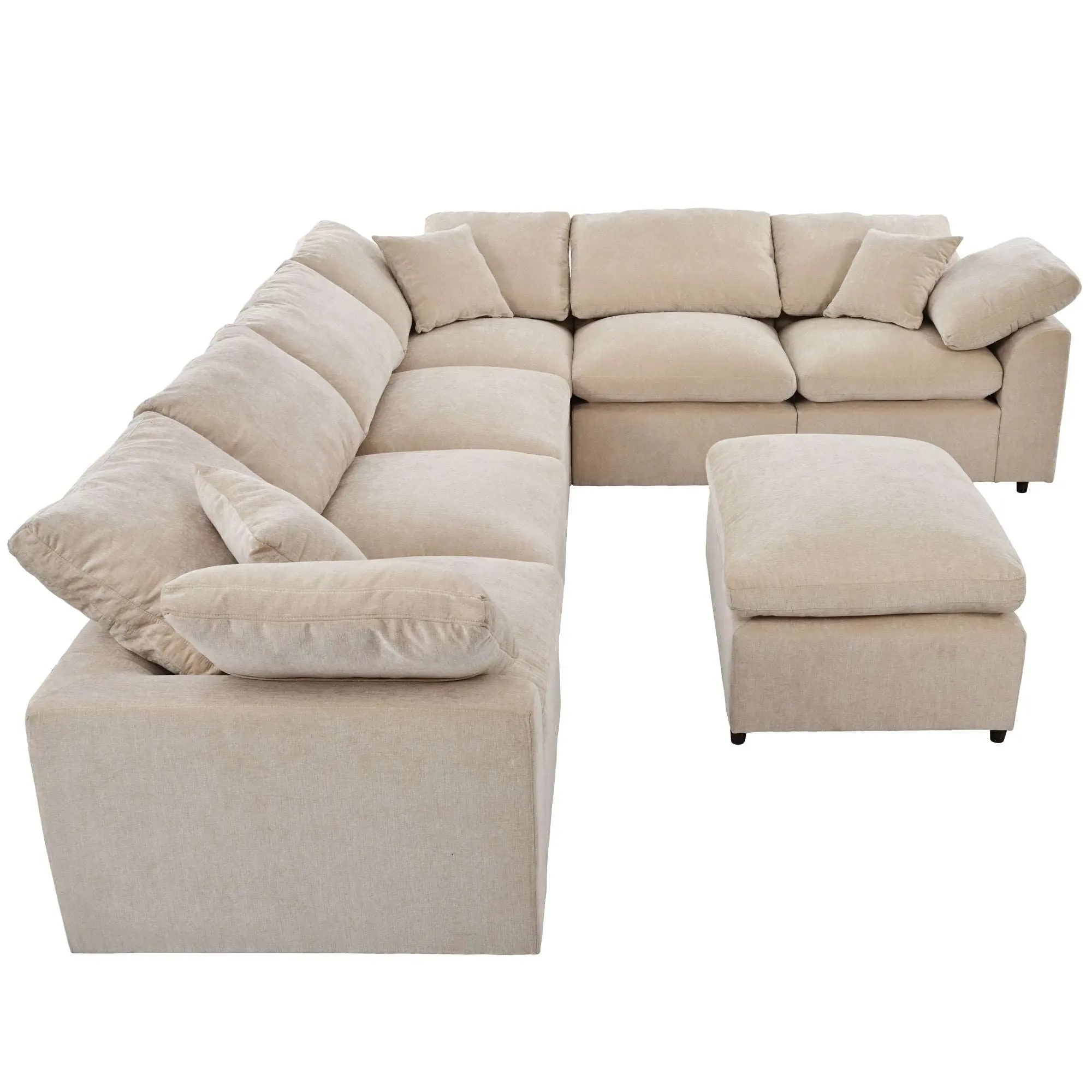 Bellemave® 129.3" Oversized Modular Sectional Sofa with Ottoman L Shaped Corner Sectional - Bellemave