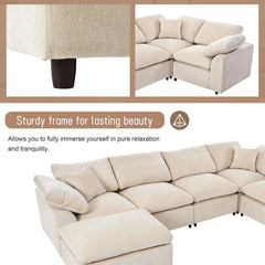 Bellemave® 129.3" Oversized Modular Sectional Sofa with Ottoman L Shaped Corner Sectional - Bellemave