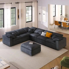 Bellemave® 129.3" Oversized Modular Sectional Sofa with Ottoman L Shaped Corner Sectional - Bellemave