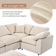 Bellemave® 129.3" Oversized Modular Sectional Sofa with Ottoman L Shaped Corner Sectional - Bellemave