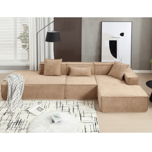 Bellemave® 129.5" L - shaped Modular Combination Sofa Set with 3 Pillows - Bellemave