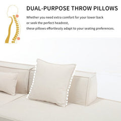 Bellemave® 129.5" L - shaped Modular Combination Sofa Set with 3 Pillows - Bellemave