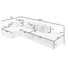 Bellemave® 129.5" L - shaped Modular Combination Sofa Set with 3 Pillows - Bellemave