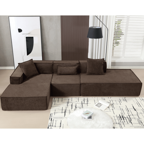 Bellemave® 129.5" L - shaped Modular Combination Sofa Set with 3 Pillows - Bellemave