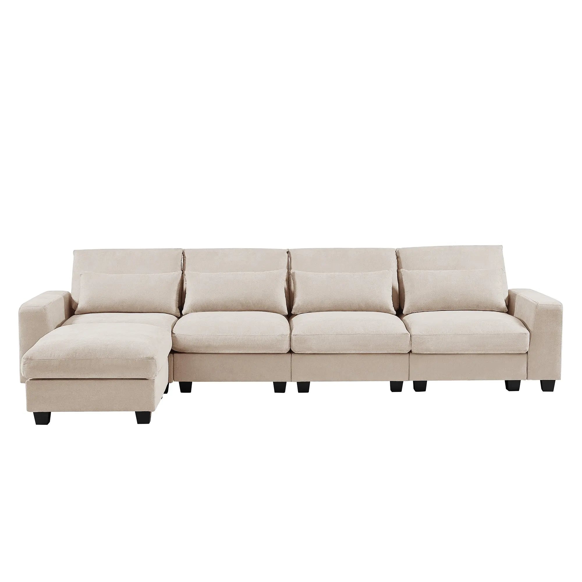 Bellemave® 129.9" Modern Large L - Shape Feather Filled Sectional Sofa, Convertible Sofa Couch with Reversible Chaise - Bellemave