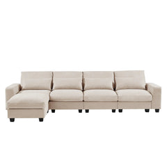 Bellemave® 129.9" Modern Large L - Shape Feather Filled Sectional Sofa, Convertible Sofa Couch with Reversible Chaise - Bellemave
