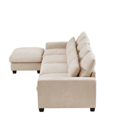 Bellemave® 129.9" Modern Large L - Shape Feather Filled Sectional Sofa, Convertible Sofa Couch with Reversible Chaise - Bellemave
