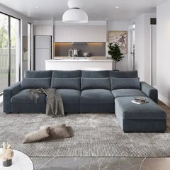 Bellemave® 129.9" Modern Large L - Shape Feather Filled Sectional Sofa, Convertible Sofa Couch with Reversible Chaise - Bellemave