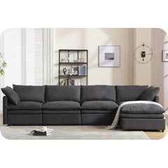 Bellemave® 129.9" Modern U - shaped Sectional Upholstered Sofa with Chaise Lounge - Bellemave