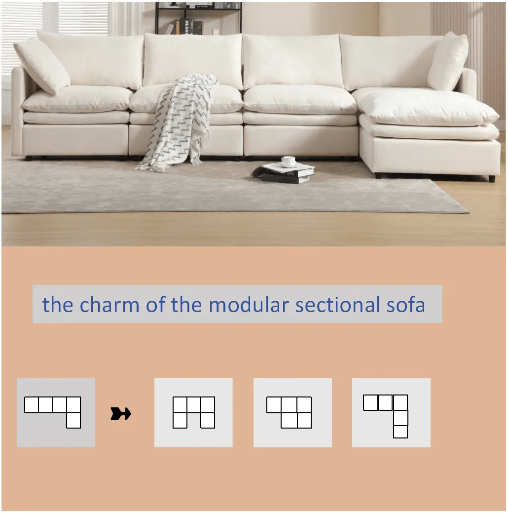 Bellemave® 129.9" Modern U - shaped Sectional Upholstered Sofa with Chaise Lounge - Bellemave