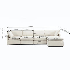 Bellemave® 129.9" Modern U - shaped Sectional Upholstered Sofa with Chaise Lounge - Bellemave