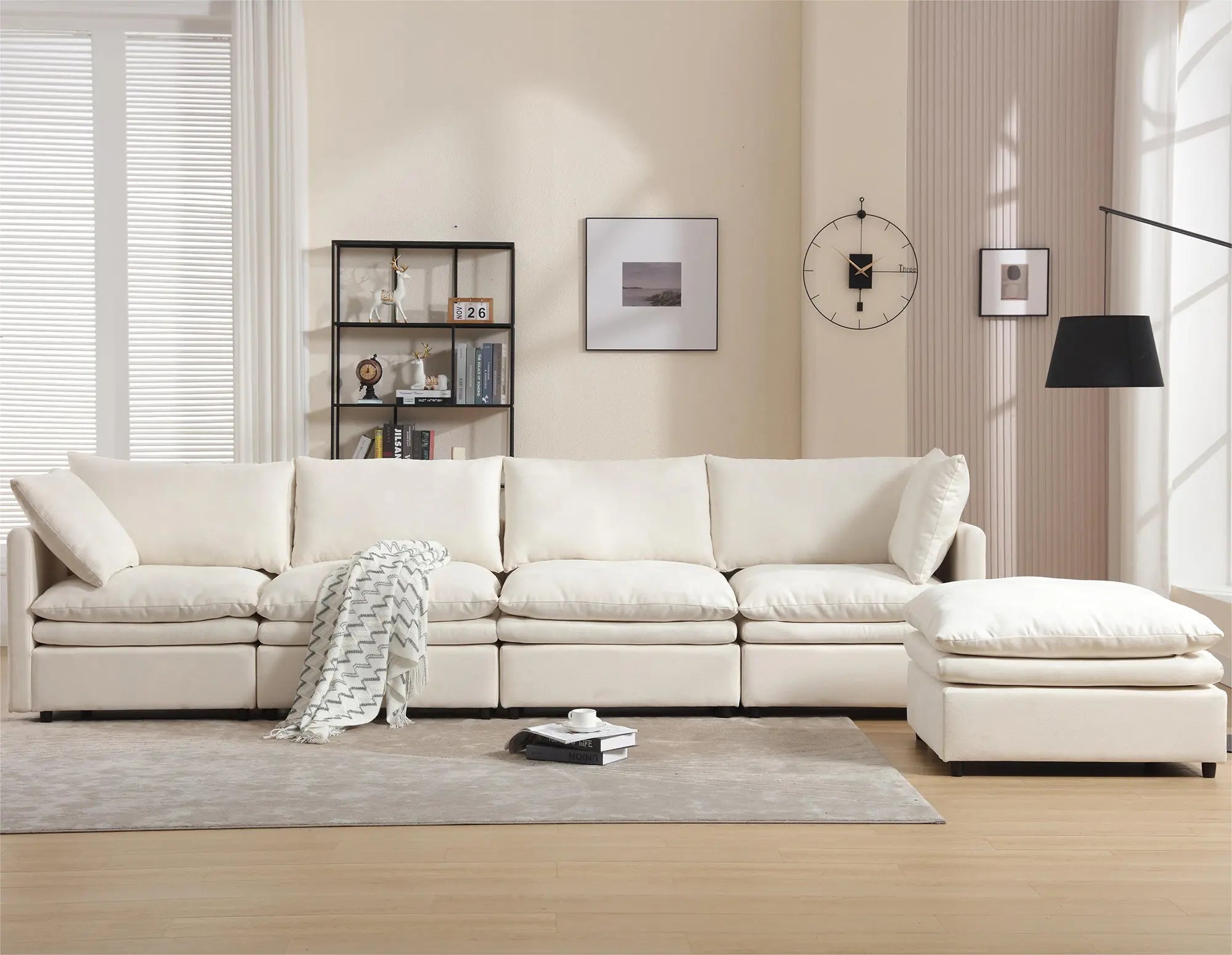 Bellemave® 129.9" Modern U - shaped Sectional Upholstered Sofa with Chaise Lounge - Bellemave