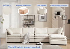 Bellemave® 129.9" Modern U - shaped Sectional Upholstered Sofa with Chaise Lounge - Bellemave
