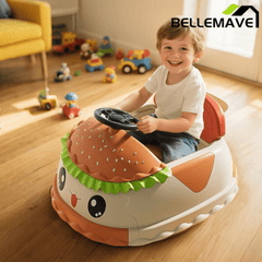 Bellemave® 12V Bumper Car with Parents Control, Rotation & Anti - roll Design, Bluetooth, Music, USB, LED Lights for 2 - 5 Kids - Bellemave