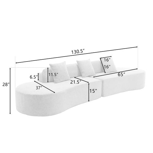 Bellemave® 130.5" Modern Curved Combination Sofa with 3 Pillows - Bellemave