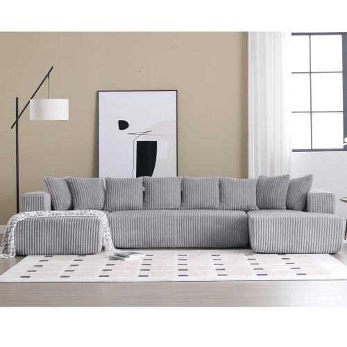 Bellemave® 131" U - shaped Modular Sectional Couch with 8 Pillows - Bellemave