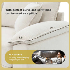 Bellemave® 133" Corduroy Modular Sectional Sofa,U Shaped Couch with Armrest Bags,6 Seat Freely Combinable Sofa Bed - Bellemave