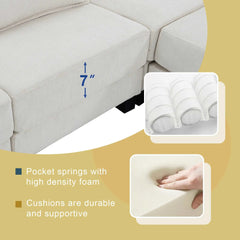 Bellemave® 133" Corduroy Modular Sectional Sofa,U Shaped Couch with Armrest Bags,6 Seat Freely Combinable Sofa Bed - Bellemave