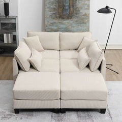 Bellemave® 133" Corduroy Modular Sectional Sofa,U Shaped Couch with Armrest Bags,6 Seat Freely Combinable Sofa Bed - Bellemave