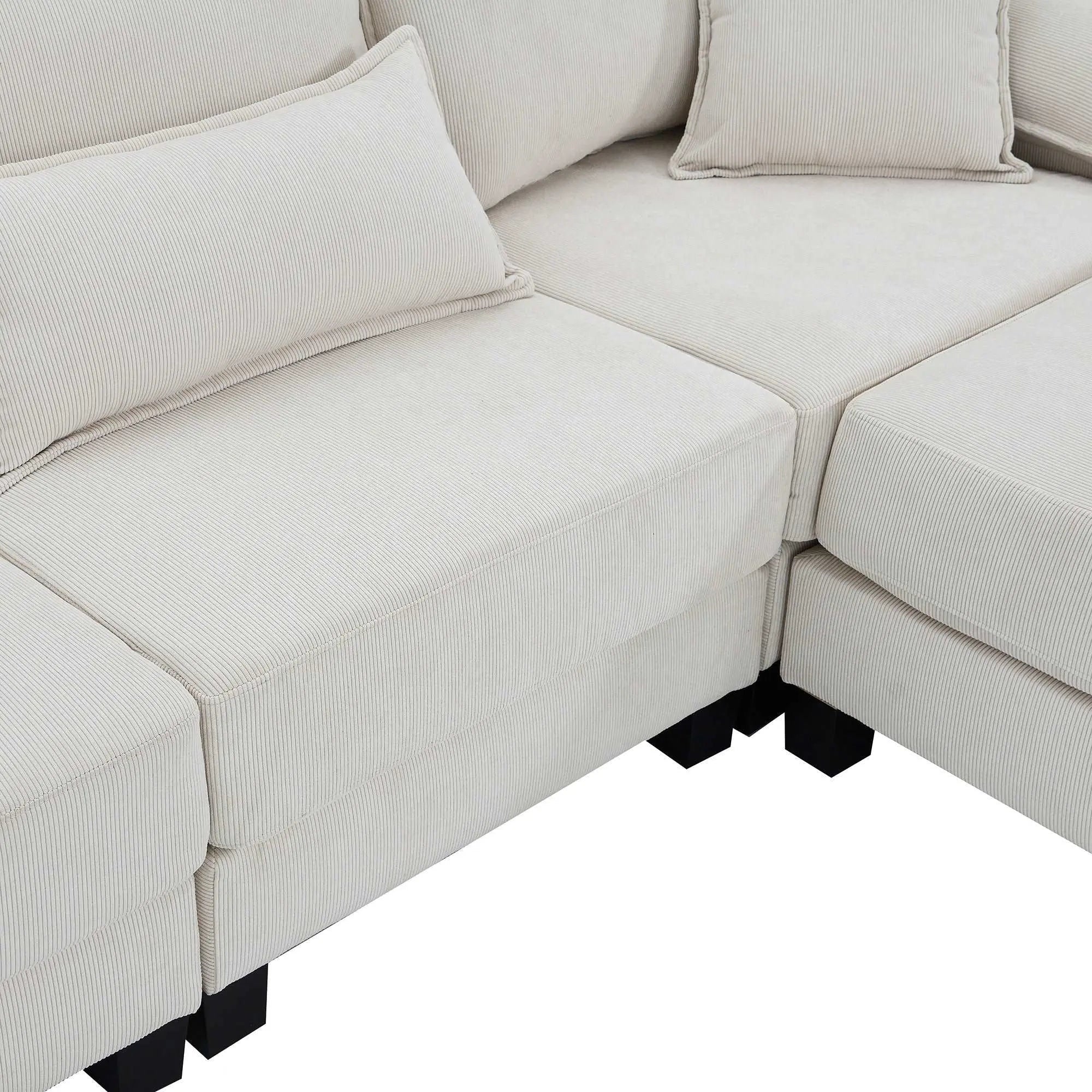Bellemave® 133" Corduroy Modular Sectional Sofa,U Shaped Couch with Armrest Bags,6 Seat Freely Combinable Sofa Bed - Bellemave