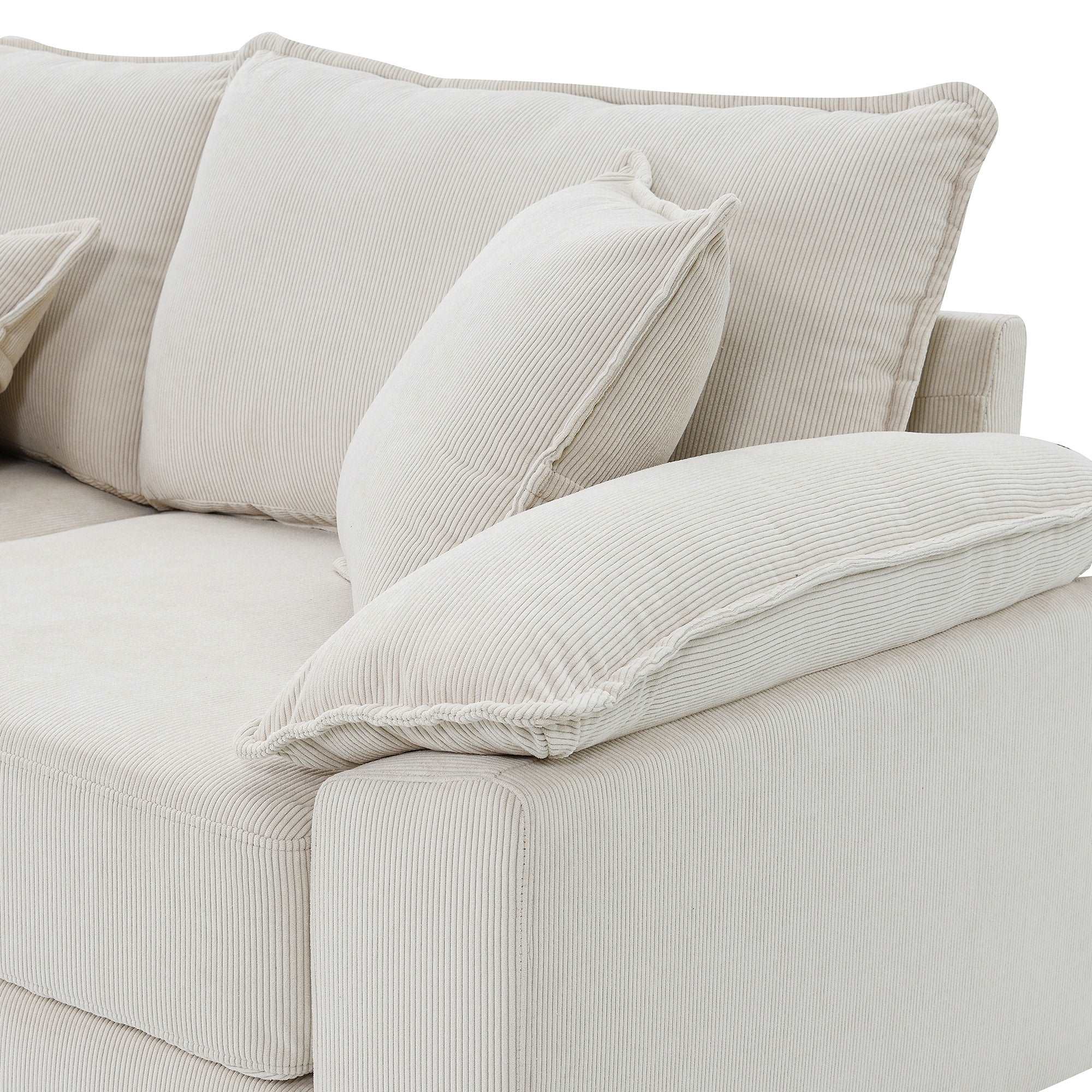 Bellemave® 133" Corduroy Modular Sectional Sofa,U Shaped Couch with Armrest Bags,6 Seat Freely Combinable Sofa Bed - Bellemave