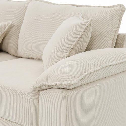 Bellemave® 133" Wide Seat Corduroy Modular Sectional Sofa with Armrest Pillow and Ottomans - Bellemave