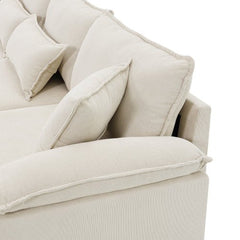Bellemave® 133" Wide Seat Corduroy Modular Sectional Sofa with Armrest Pillow and Ottomans - Bellemave