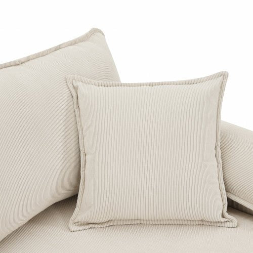 Bellemave® 133" Wide Seat Corduroy Modular Sectional Sofa with Armrest Pillow and Ottomans - Bellemave