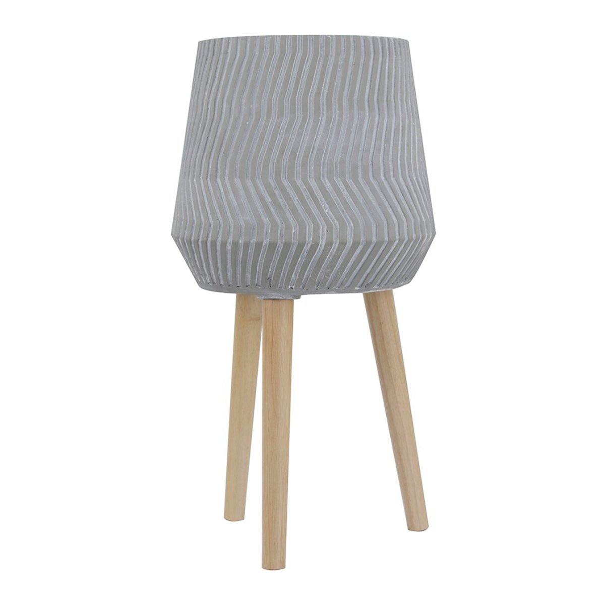 Bellemave® 14.6x14.6x28" Cement and Wood Plant Stand, Indoor Outdoor Plant Holder - Bellemave