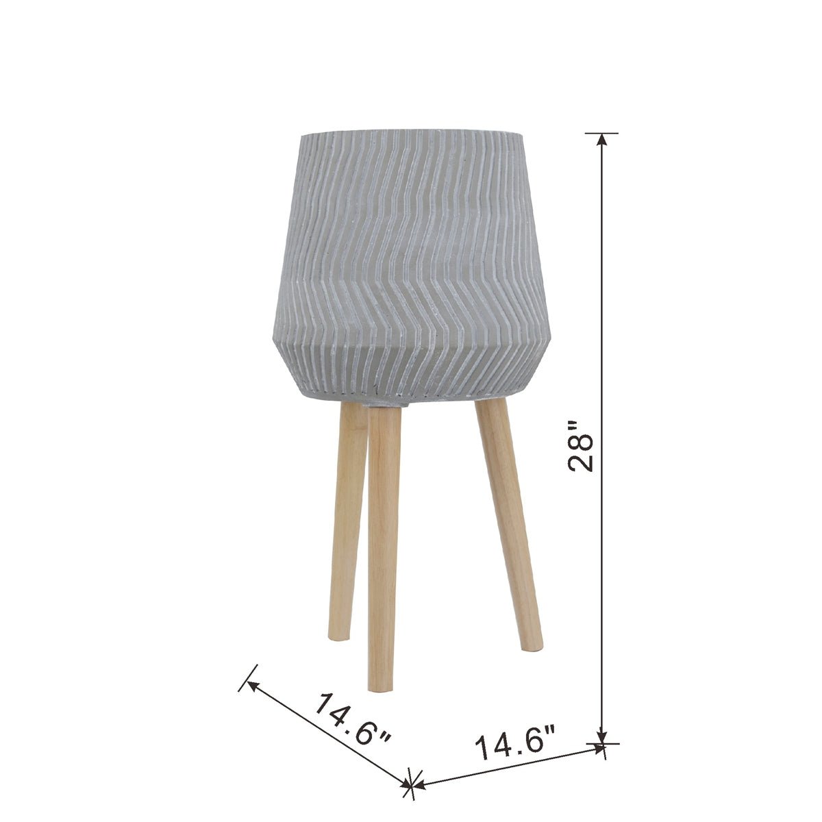 Bellemave® 14.6x14.6x28" Cement and Wood Plant Stand, Indoor Outdoor Plant Holder - Bellemave