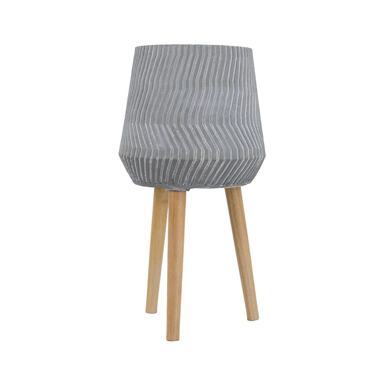 Bellemave® 14.6x14.6x28" Cement and Wood Plant Stand, Indoor Outdoor Plant Holder - Bellemave