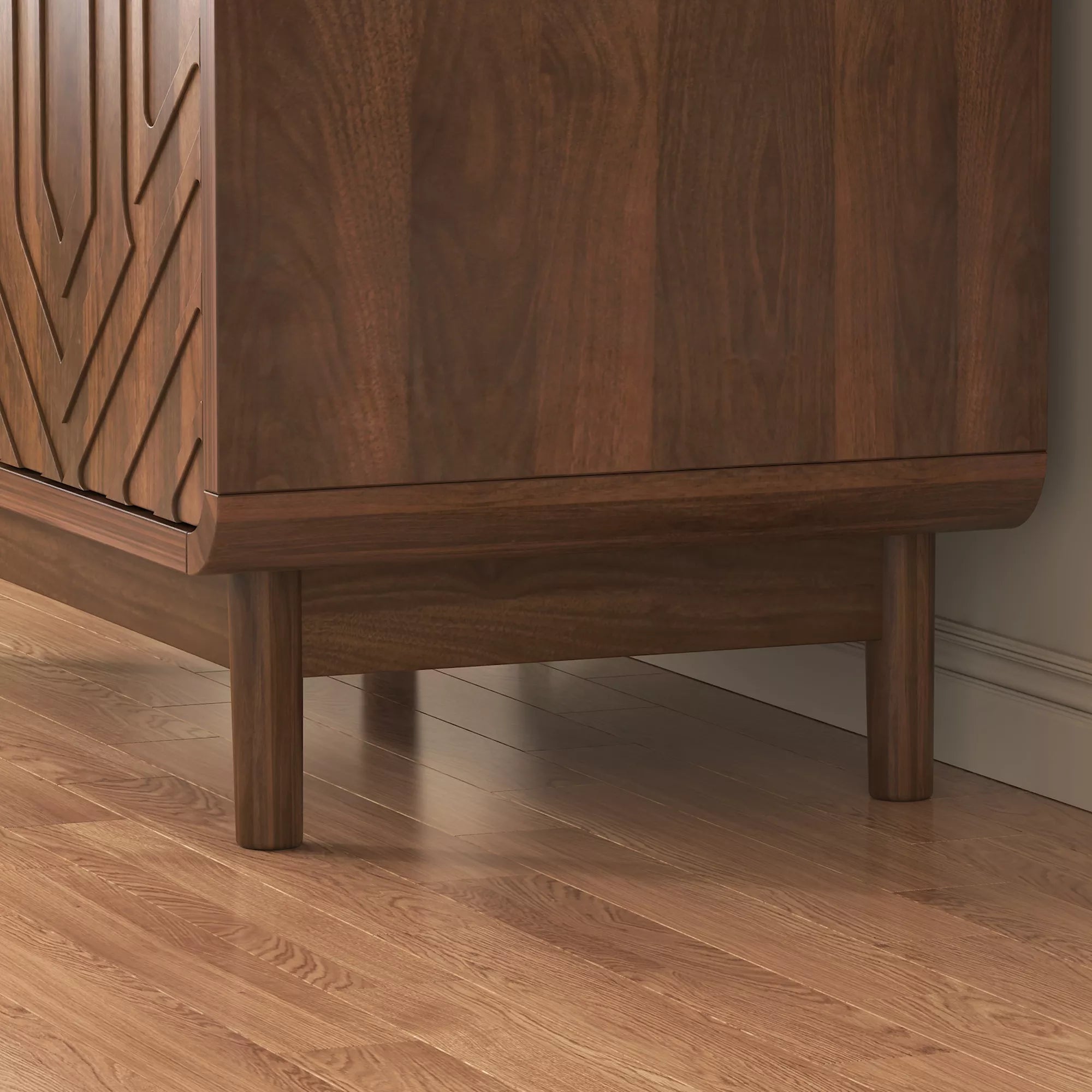 Bellemave® 2 Door Wood Storage Cabinet - Farmhouse Buffet Cabinet with Adjustable Shelves for Small Spaces, Walnut - Bellemave