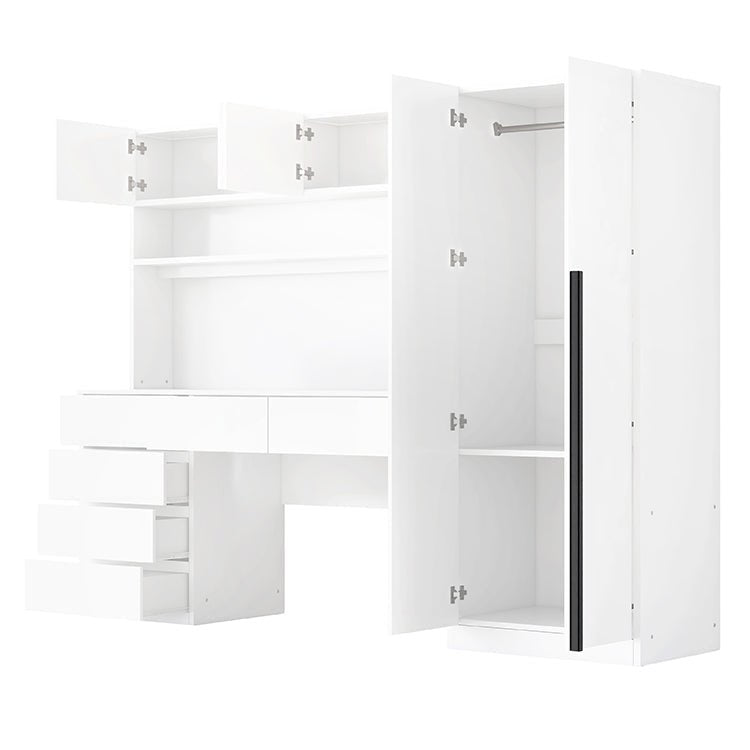Bellemave® 2 Door Wooden Storage Desk Wardrobe for Bedroom with Shelves and 8 Drawers - Bellemave