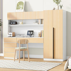Bellemave® 2 Door Wooden Storage Desk Wardrobe for Bedroom with Shelves and 8 Drawers - Bellemave