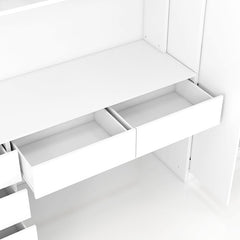 Bellemave® 2 Door Wooden Storage Desk Wardrobe for Bedroom with Shelves and 8 Drawers - Bellemave